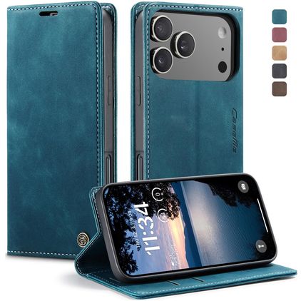 Caseme 013 iPhone 17 Pro Max Hülle Klapphülle Geldbörse - Blau
