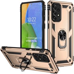 Mobigear Armor Ring Samsung Galaxy A73 Hülle Hardcase Backcover Stoßfest mit Ringhalter - Gold
