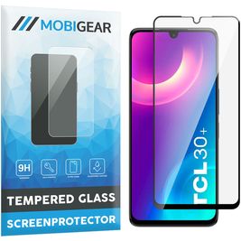 Mobigear Premium TCL 30 Plus Panzerglas Gehärtetes Glas Displayschutz - Hüllenfreundlich - Schwarz