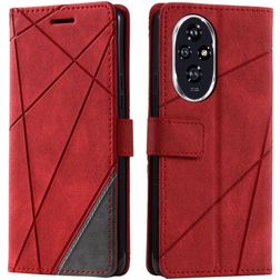 Mobigear Rhombus HONOR 200 Klapphülle Portemonnaie - Rot