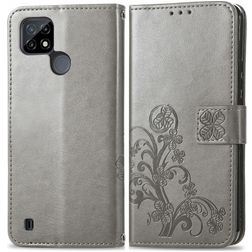 Mobigear Clover Realme C21Y Hülle Klapphülle Geldbörse - Grau