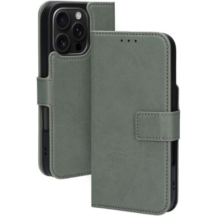 Mobiparts Classic Wallet MagSafe iPhone 16 Pro MagSafe Hülle Klapphülle Geldbörse - Stone Green