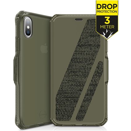 ITSKINS SpectrumFolio iPhone XS Max Klapphülle - Kaki