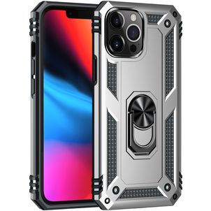 Mobigear Armor Ring iPhone 13 Pro Hülle Hardcase Backcover Stoßfest mit Ringhalter - Silber