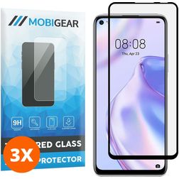 Mobigear Premium Huawei P40 Lite 5G Panzerglas Gehärtetes Glas Displayschutz - Hüllenfreundlich - Schwarz (3er Pack)