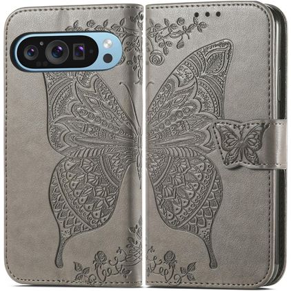 Mobigear Butterfly Google Pixel 10 Pro XL Hülle Klapphülle Geldbörse - Grau