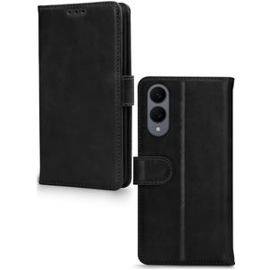 Mobilize Wallet Samsung Galaxy S25 Edge Hülle Echtes Leder Klapphülle Geldbörse - Schwarz
