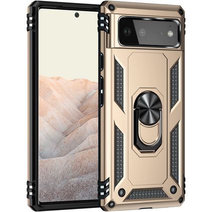 Mobigear Armor Ring Google Pixel 6 Hülle Hardcase Backcover Stoßfest mit Ringhalter - Gold