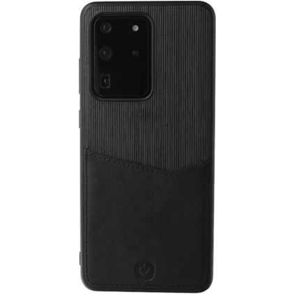Valenta Card Slot Samsung Galaxy S20 Ultra Hülle Echtes Leder Backcover mit Kartenhalter - Schwarz