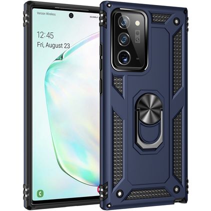 Mobigear Armor Ring Samsung Galaxy Note 20 Hülle Hardcase Backcover Stoßfest mit Ringhalter - Blau