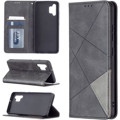 Mobigear Rhombus Slim Samsung Galaxy A32 4G Hülle Klapphülle - Schwarz
