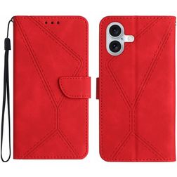 Mobigear Stitch iPhone 17 Klapphülle Portemonnaie - Rot