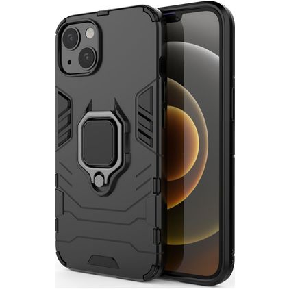 Mobigear Armor Ring iPhone 13 Hardcase Backcover Shockproof mit Ringhalter - Schwarz