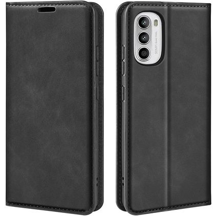 Mobigear Retro Slim Motorola Moto G52 Hülle Klapphülle Geldbörse - Schwarz