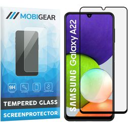 Mobigear Premium Samsung Galaxy A22 4G Panzerglas Gehärtetes Glas Displayschutz - Hüllenfreundlich - Schwarz