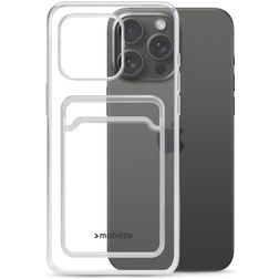 Mobilize Gelly Card Durchsichtig iPhone 15 Pro Max Hülle Flexibles TPU Backcover mit Kartenhalter - Transparent