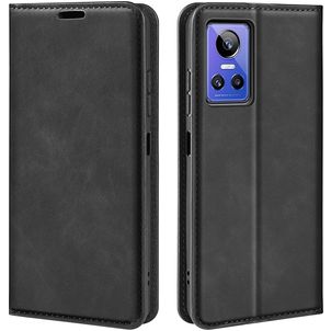 Mobigear Retro Slim Realme GT Neo 3 Hülle Klapphülle Geldbörse - Schwarz