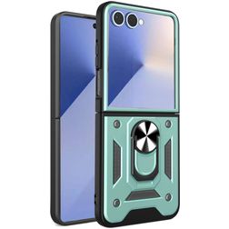 Mobigear Armor Ring Samsung Galaxy Z Flip 7 Hülle Hardcase Backcover Stoßfest mit Ringhalter - Grün