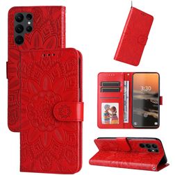 Mobigear Sunflower Samsung Galaxy S23 Ultra Hülle Klapphülle Geldbörse - Rot