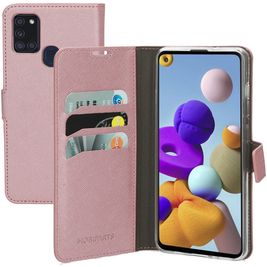 Mobiparts Saffiano Wallet Samsung Galaxy A21s Hülle Klapphülle Geldbörse - Pink