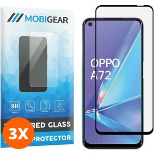 Mobigear Premium OPPO A72 Panzerglas Gehärtetes Glas Displayschutz - Hüllenfreundlich - Schwarz (3er Pack)