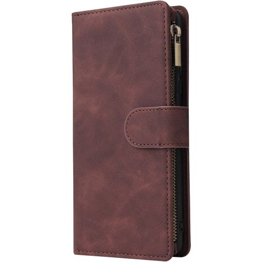 Mobigear Zipper Samsung Galaxy S10 Lite Hülle Klapphülle Geldbörse - Braun
