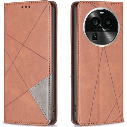 Mobigear Rhombus Slim OPPO Find X6 Pro Hülle Klapphülle - Braun