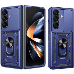 Mobigear Armor Ring Cam Slide Samsung Galaxy Z Fold 8 Ultra Hülle Hardcase Backcover Stoßfest mit Ringhalter und Kamera Slider - Blau