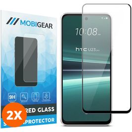 Mobigear Premium HTC U23 Pro Panzerglas Gehärtetes Glas Displayschutz - Hüllenfreundlich - Schwarz (2er Pack)