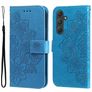 Mobigear Flowers Samsung Galaxy A55 Hülle Klapphülle Geldbörse - Blau