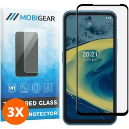 Mobigear Premium Nokia XR20 Panzerglas Displayschutz - Hüllenfreundlich - Schwarz (3er Pack)