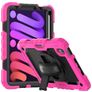 Mobigear SureGrip Xtreme iPad Mini 7 (2024) Hülle Kunststoff,Silikon Backcover + Stifthalter + Schulterträger + Ständer - Schwarz / Pink