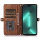 Mobigear Zipper iPhone 14 Pro Hülle Klapphülle Geldbörse - Braun