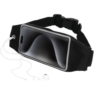 Mobiparts Comfort Fit Belt Handyhalterung Joggen iPhone 15 Pro Max Sporthülle Neopren Gürtel - Schwarz