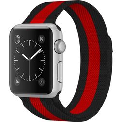 Mobigear Color Loop Milanaise Apple Watch Armband Magnetverschluss - 42/41/40/38 mm - Schwarz / Rot