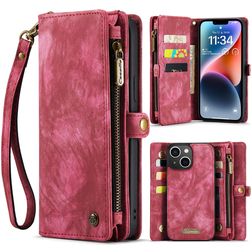 Caseme 008 iPhone 15 Hülle Abnehmbare 2in1 Klapphülle Geldbörse - Rot