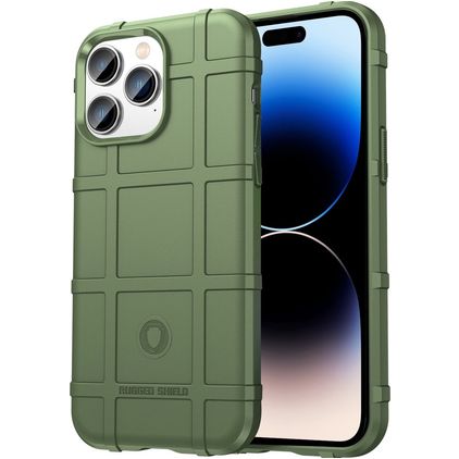 Mobigear Rugged Shield iPhone 14 Pro Max Hülle Flexibles TPU Backcover Stoßfest - Grün