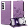 Mobigear Flowers OPPO Reno 12 Pro Hülle Klapphülle Geldbörse - Lila