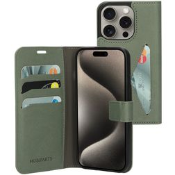 Mobiparts Classic Wallet iPhone 15 Pro Hülle Klapphülle Geldbörse - Stone Green
