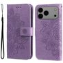 Mobigear Flowers iPhone 17 Pro Max Hülle Klapphülle Geldbörse - Lila