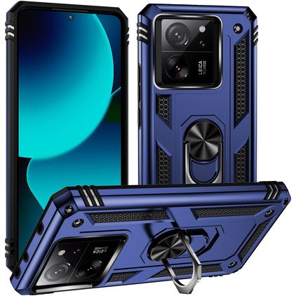 Mobigear Armor Ring Xiaomi 13T Pro Hülle Hardcase Backcover Stoßfest mit Ringhalter - Blau