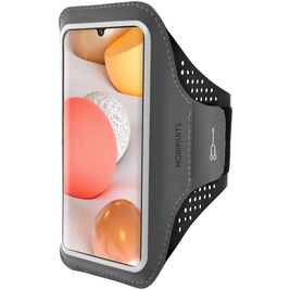 Mobiparts Comfort Fit Handyhalterung Joggen Samsung Galaxy A42 Sporthülle Neopren Sportarmband - Schwarz