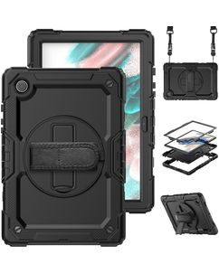 Mobigear SureGrip Xtreme Samsung Galaxy Tab A8 10.5 (2021) Hülle Kunststoff,Silikon Backcover + Schulterträger + Ständer - Schwarz