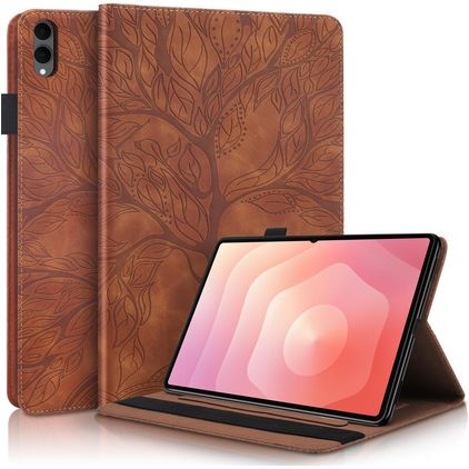 Mobigear Tree Samsung Galaxy Tab S11 Ultra Hülle Klapphülle + Stifthalter - Braun