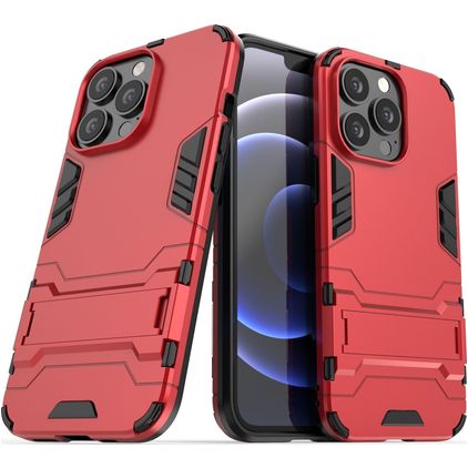 Mobigear Armor Stand iPhone 13 Pro Hülle Hardcase Backcover Stoßfest mit Ständer - Rot