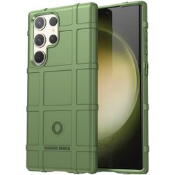 Mobigear Rugged Shield Samsung Galaxy S24 Ultra Hülle Flexibles TPU Backcover Stoßfest - Grün