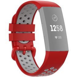 Mobigear Sport Plus Buckle Silikon Fitbit Charge 3 Armband Dornschließe - Rot / Grau