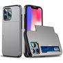 Mobigear Card iPhone 13 Mini Hülle Hardcase Backcover Stoßfest mit Kartenhalter - Grau