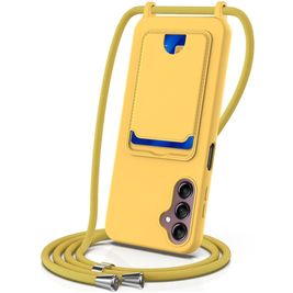 Mobigear Lanyard Card Samsung Galaxy S24 FE Silikon Handykette mit Kartenhalter - Gelb