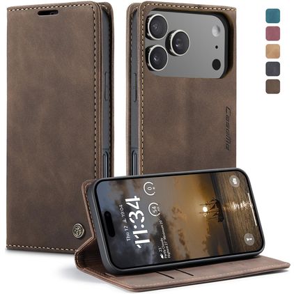 CaseMe 013 iPhone 17 Pro Max Hülle Klapphülle Geldbörse - Coffee